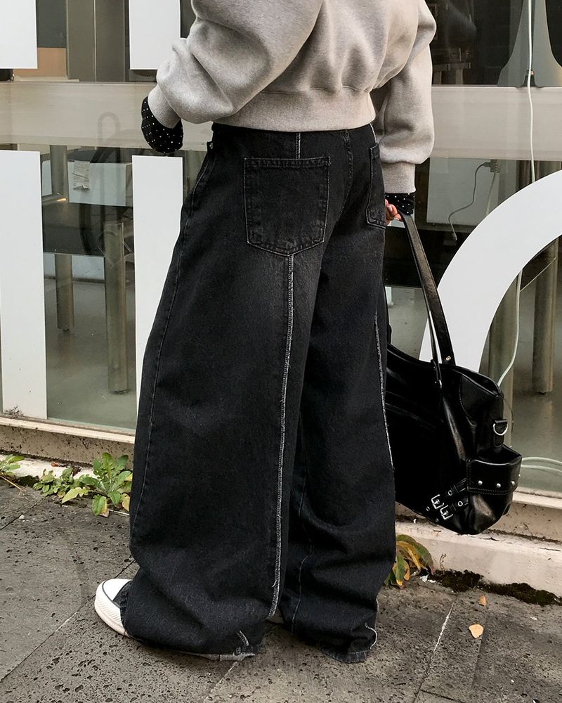 [ORIGINAL] Crew Contrast Wide Denim Pants