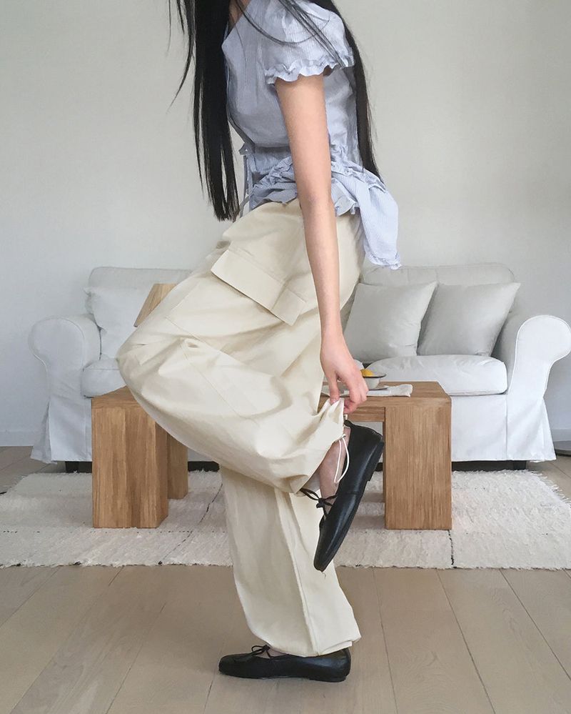 Mudeen Two-Way Wide Cotton Cargo Pants