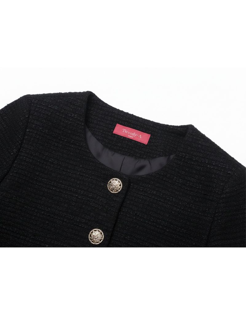 Basic Round neck Tweed Setup black