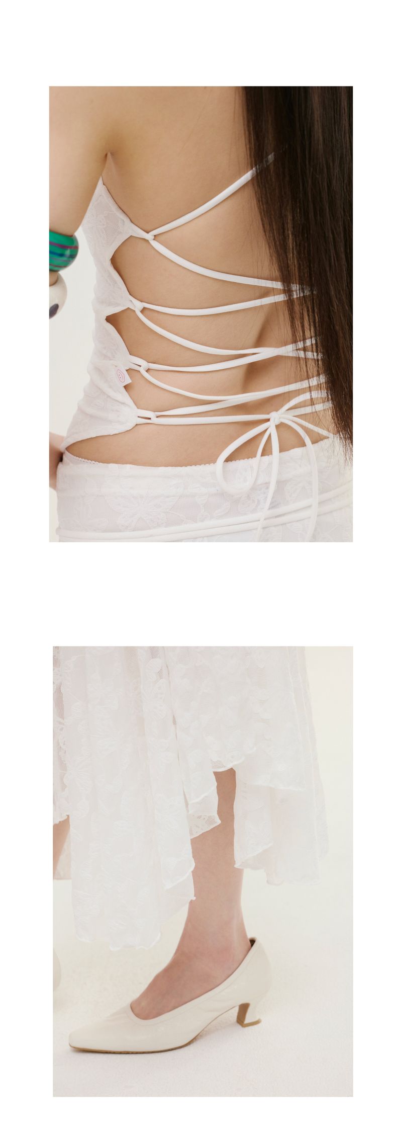 lace backless top white butterfly
