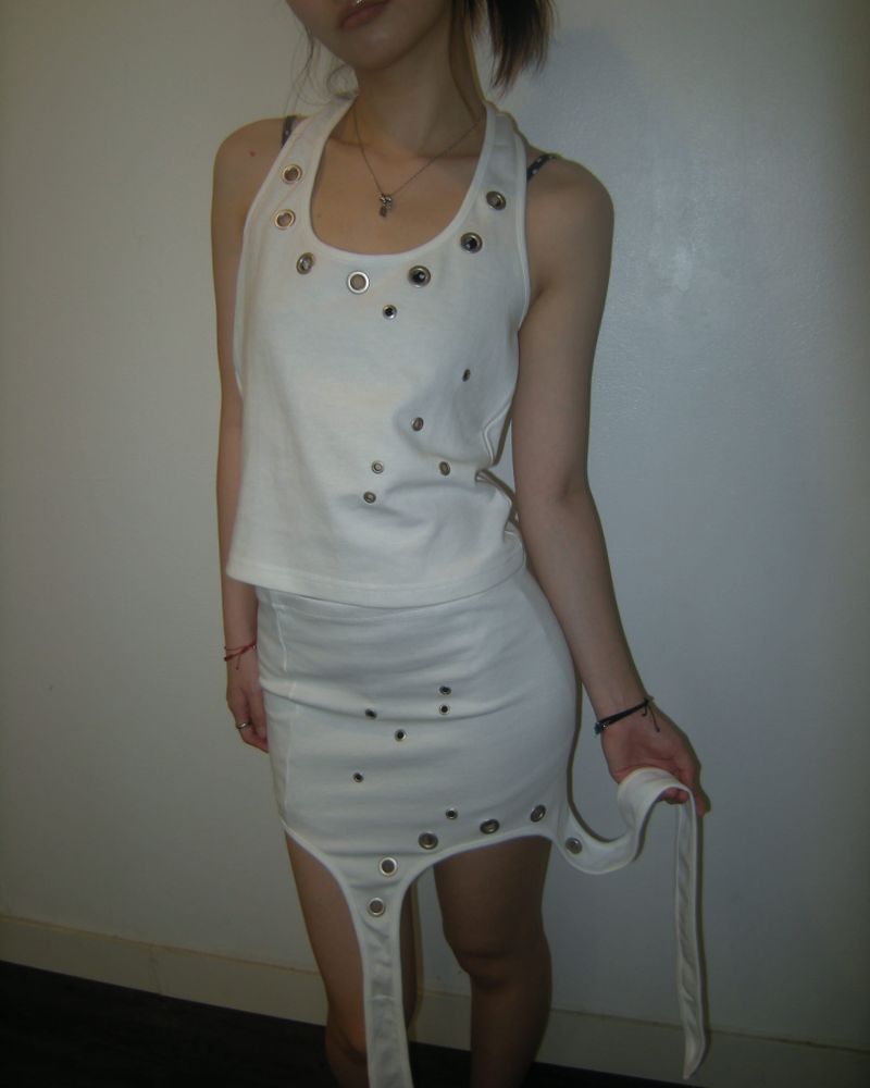Eyelet halterneck sleeveless - White
