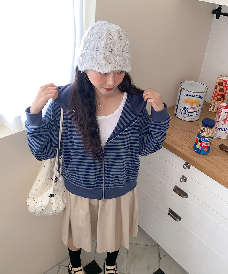 Holic Dangora Knitwear Hooded Zip-Up