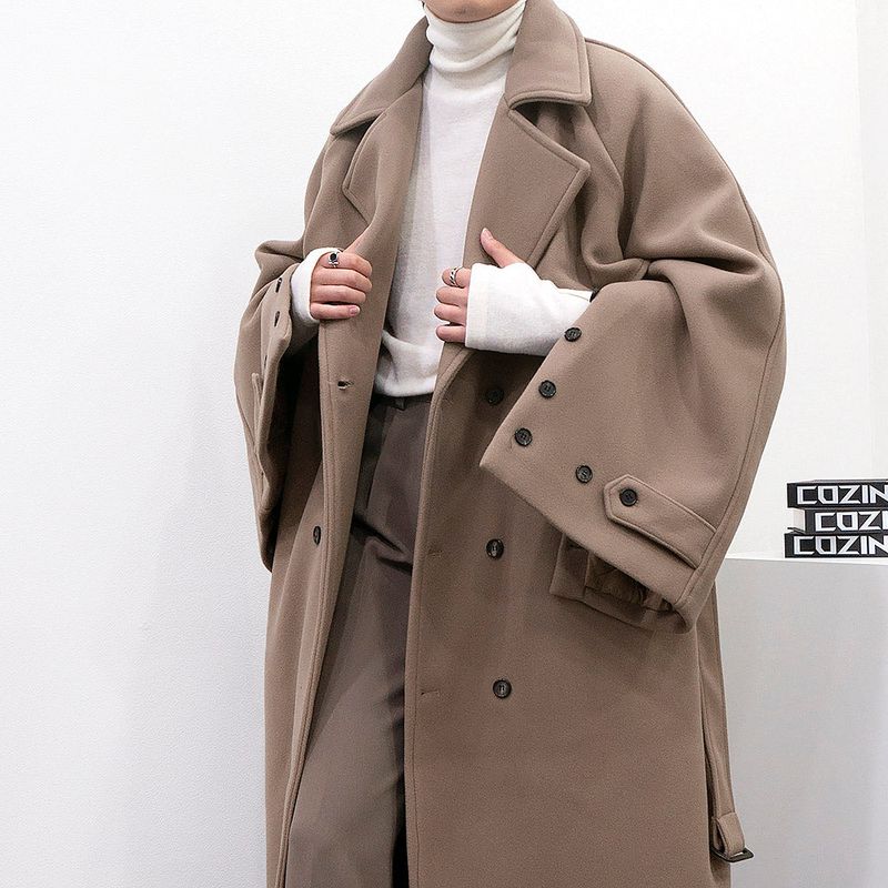 SK Button slit wool robe long coat (3 colors)