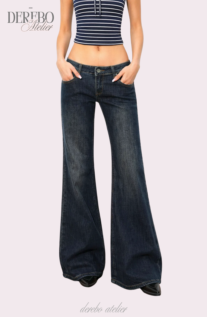 deep blue flow bootcut denim pants, regular (REGULAR)
