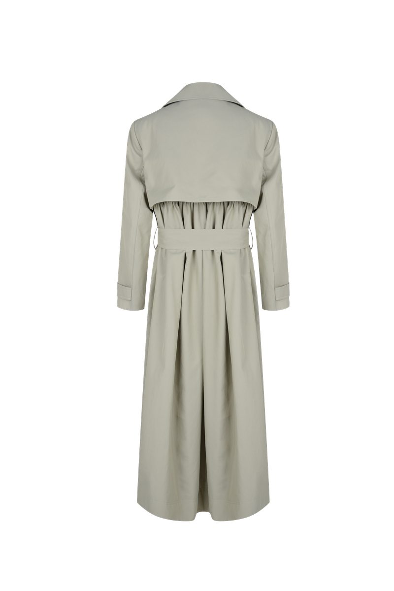 Shirring trench coat khaki
