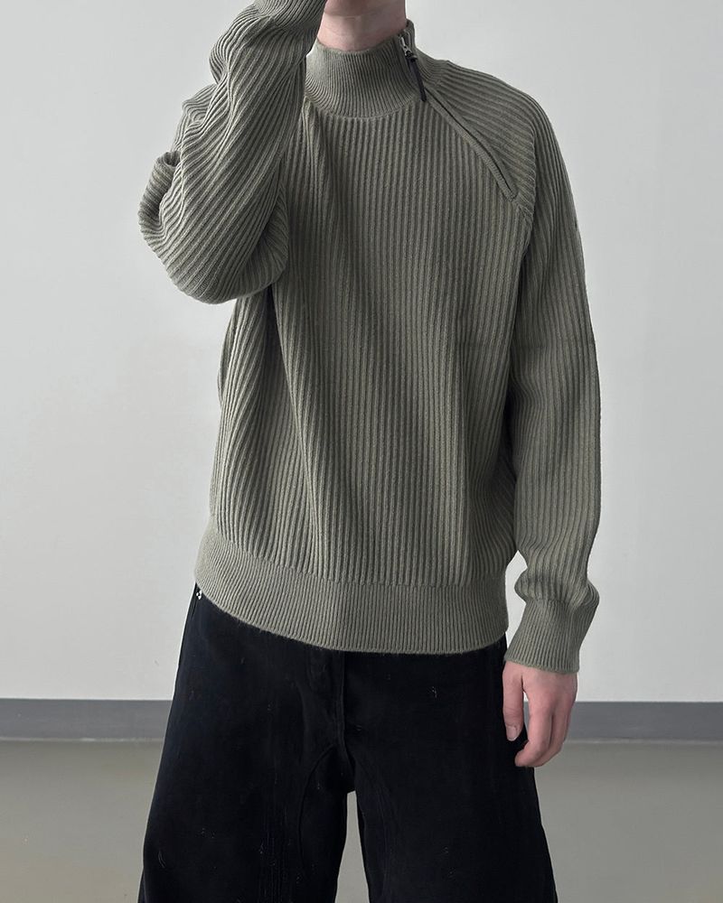 Niv Shoulder Zip-Up Regular Knit