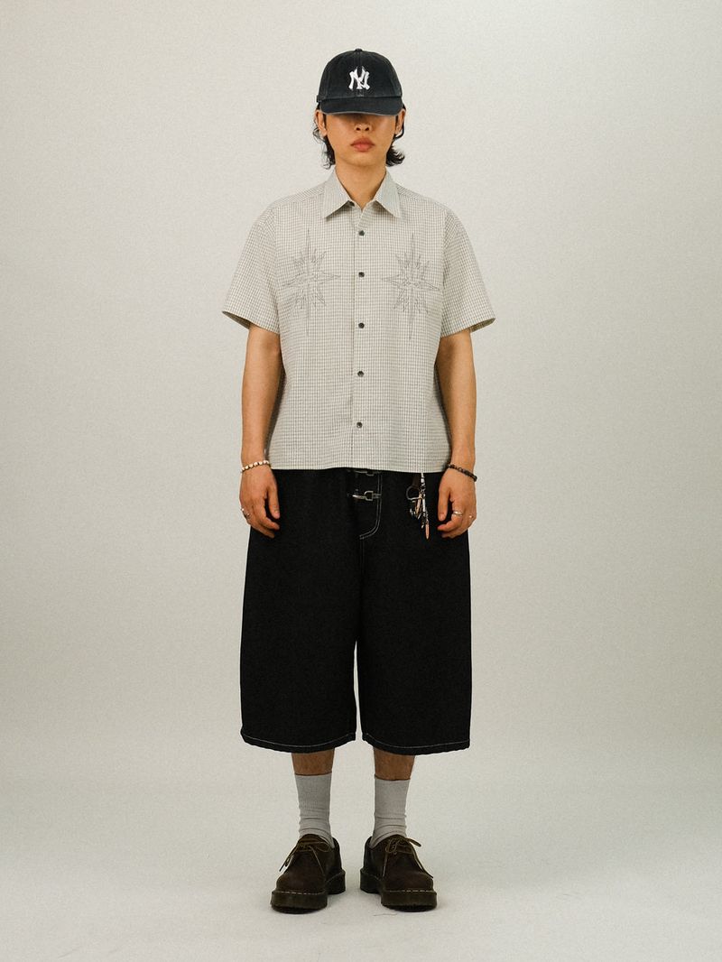 RE STAR Check Crop Shirts