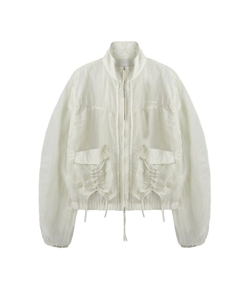 SHIRRING SEE THROUGH WIND JACKET (LIGHT GREEN)