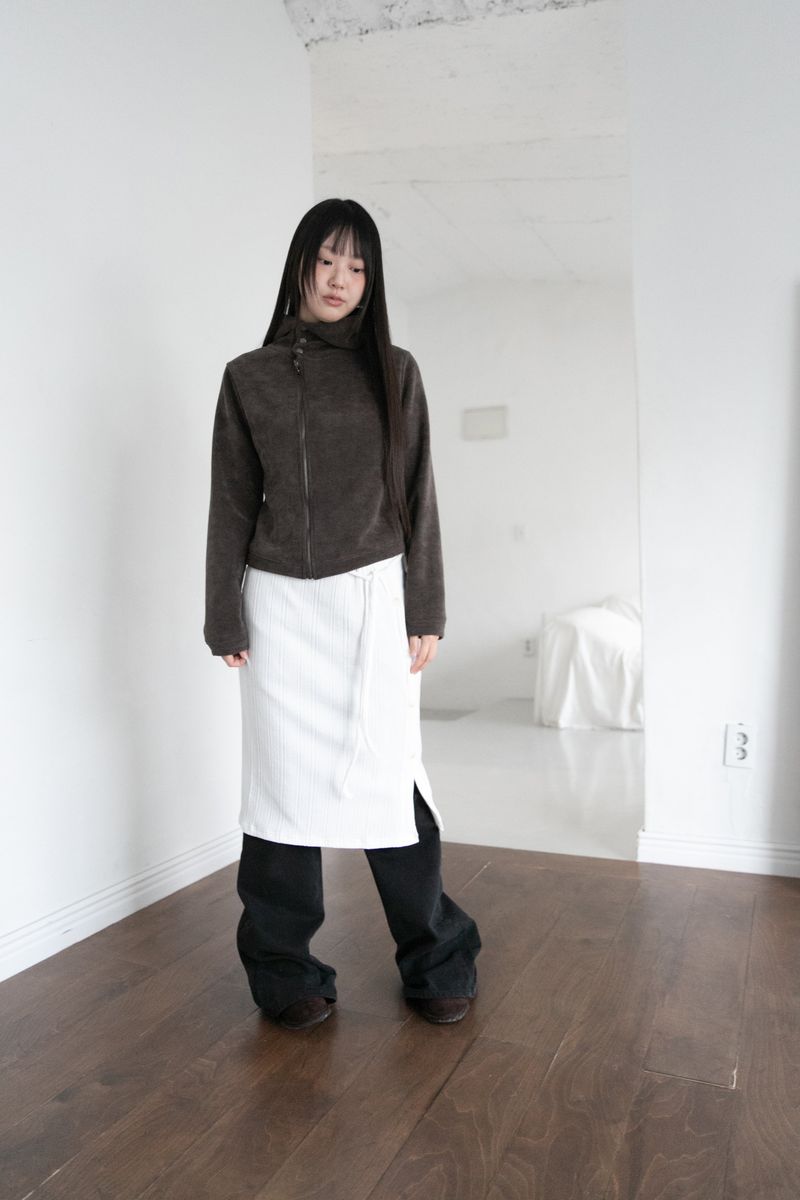 mild ribbed button midi skirt(3colors)