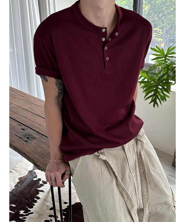 LAURANT（ロラン）の「[S/S] Thin golgi henry neck half knit t-shirts(5color)（Tops）」