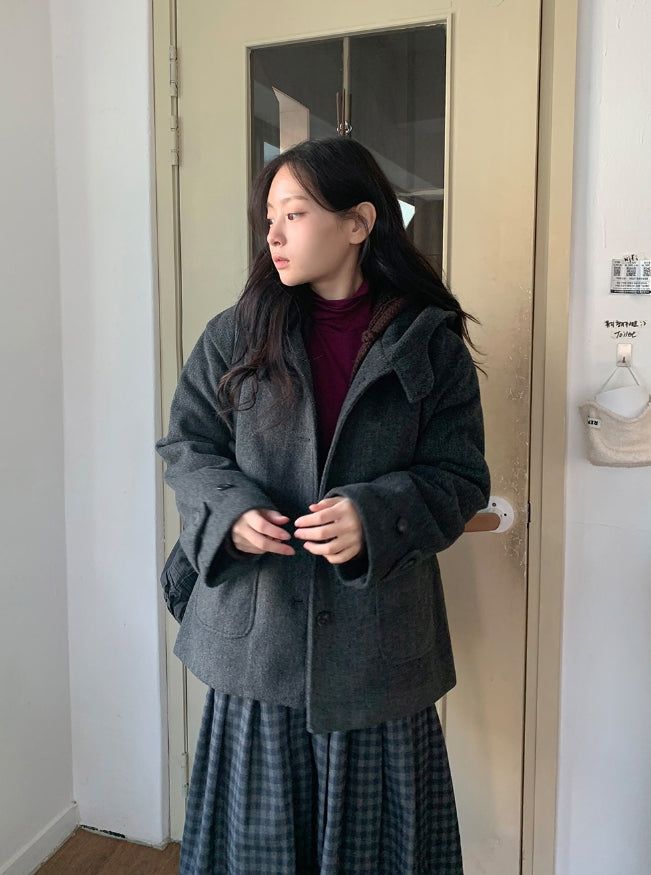 BAON（バオン）の「Manmas 2oz Hood High Neck Half Coat（Jackets/Outerwear）」