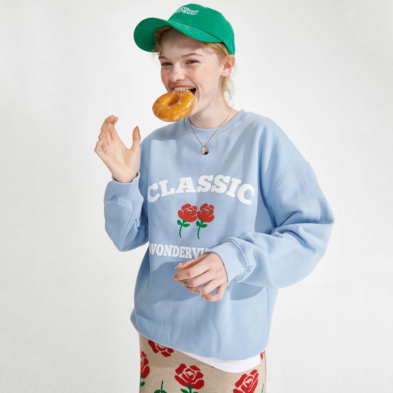 wonder visitor（ワンダービジター）の「Classic Logo Sweatshirt [Light blue]（Tops）」