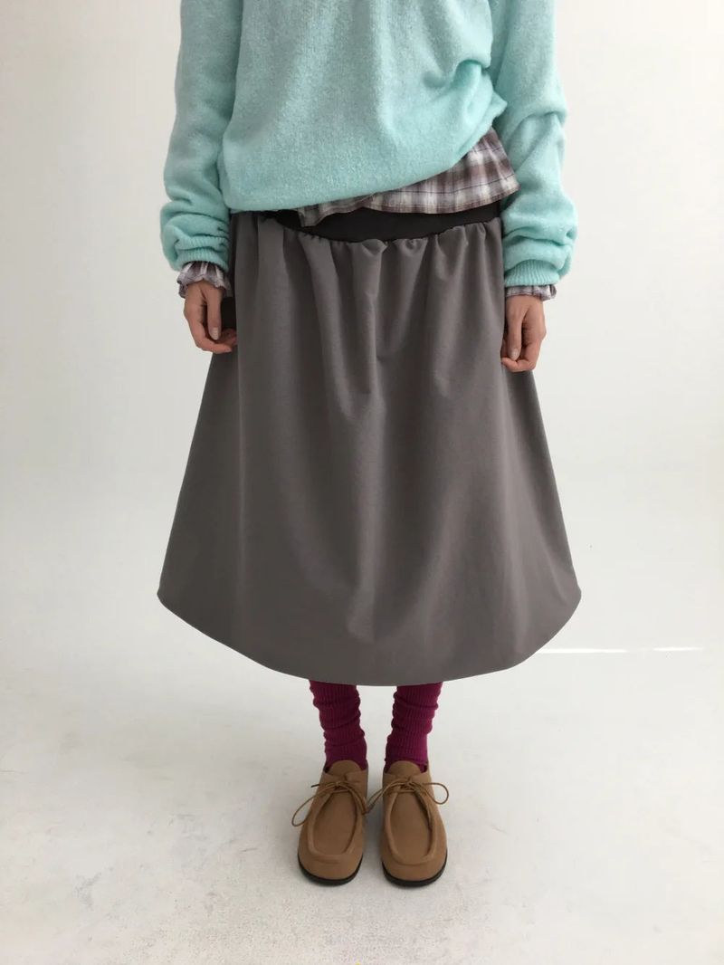 flap back pocket midi skirt (3color)