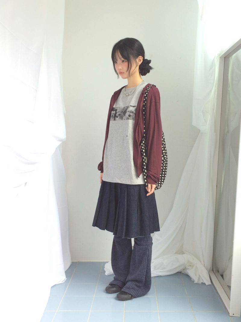 Stripe bootcut banding pants