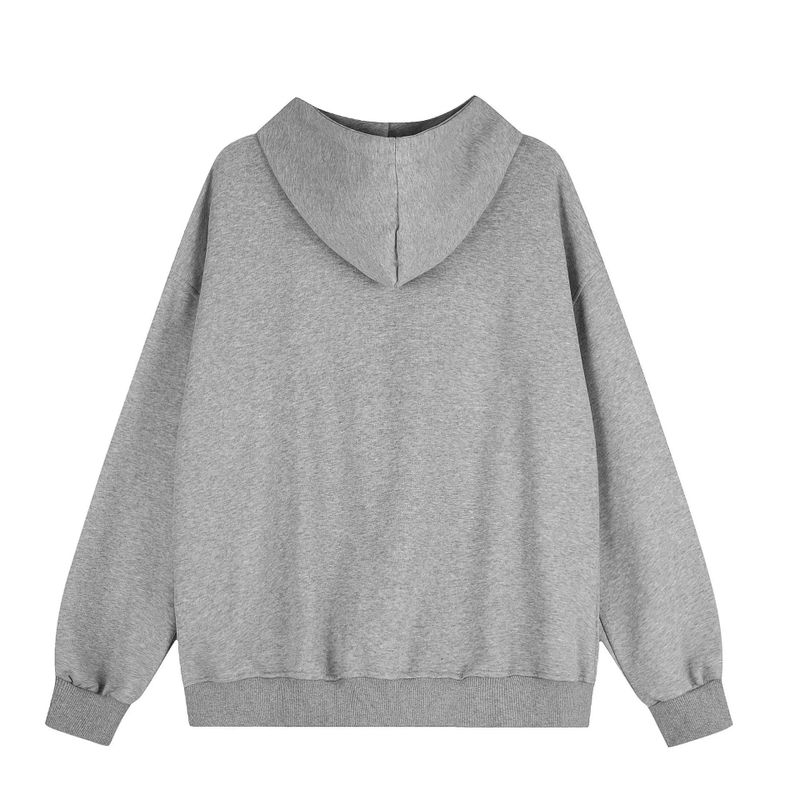 Text Patch Oversized Hoodie Zip-Up