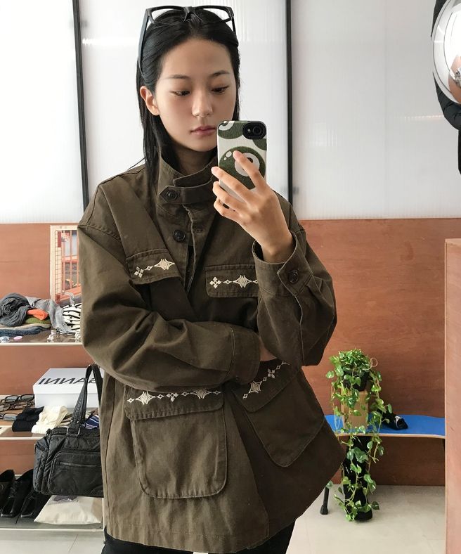 LEATHER MIX FIELD JACKET