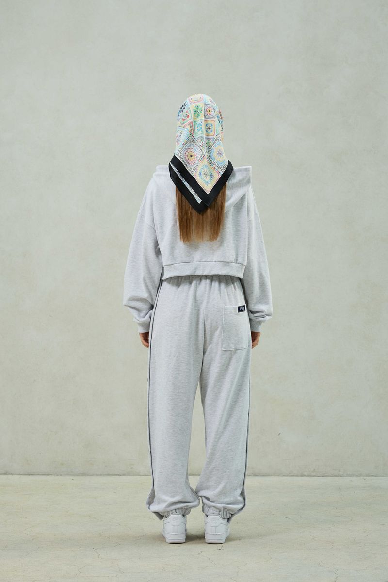 PITA SNAP OFF SWEAT PANTS / WHITE-MELANGE
