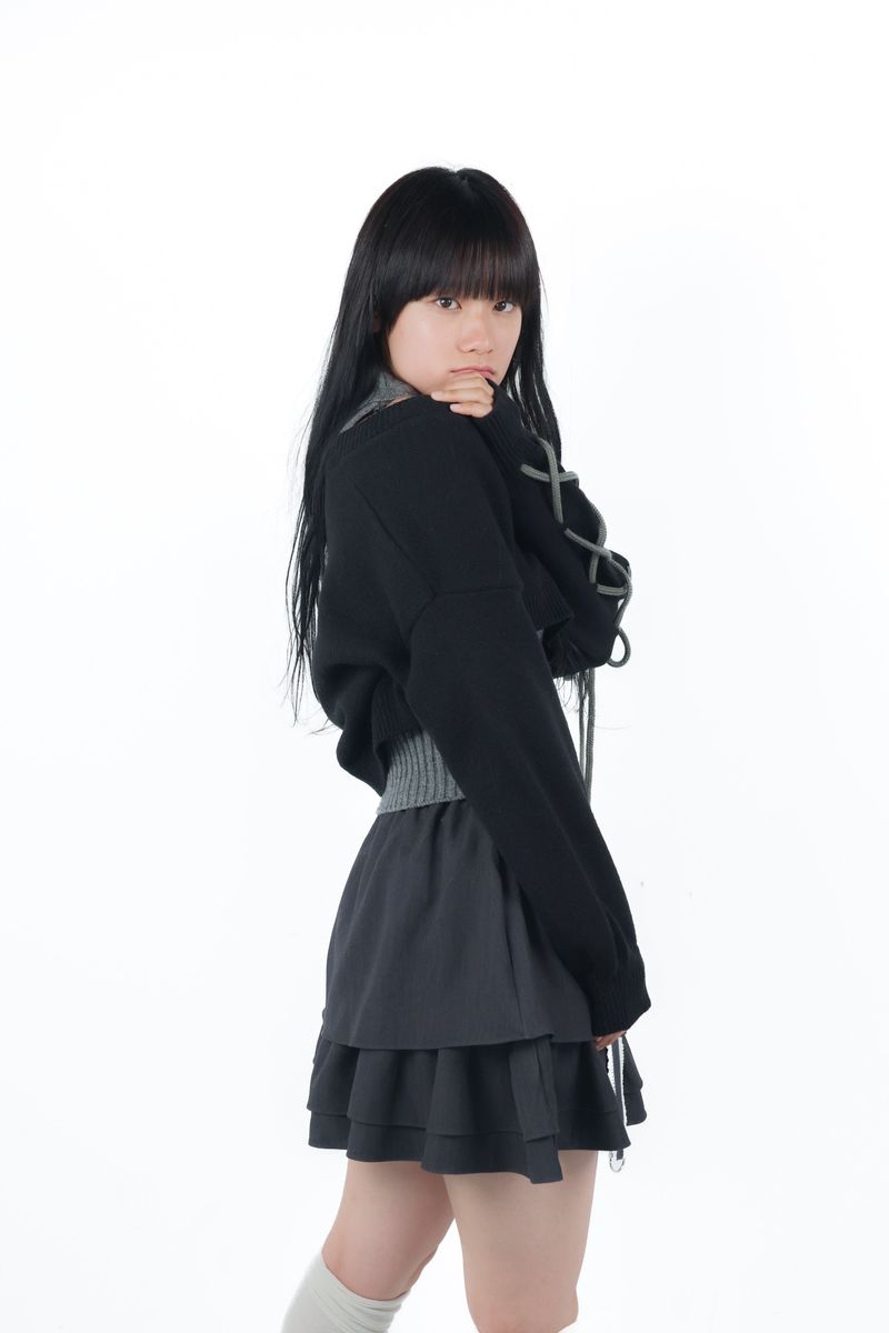 laceup ribbon knitset(black)