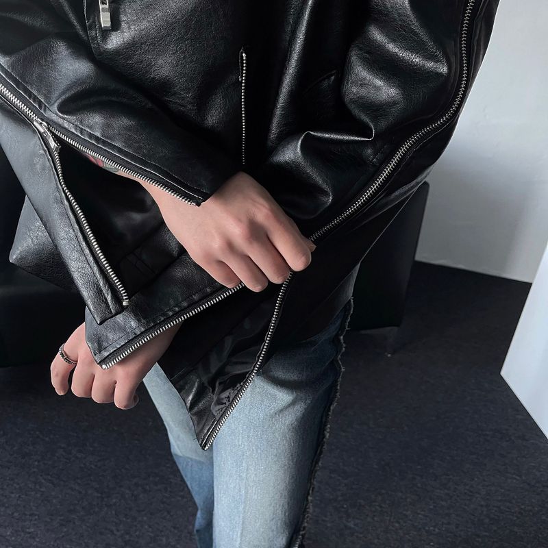 ENOC leather zipper double jacket (2 colors)