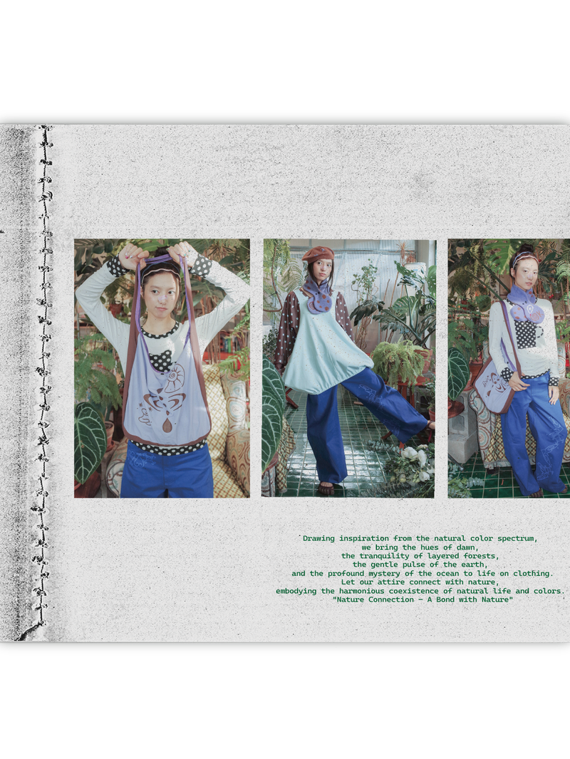 UnsocalNight2025 Original Literary Retro Autumn and Winter プリントブルーストレートマシェパンツ