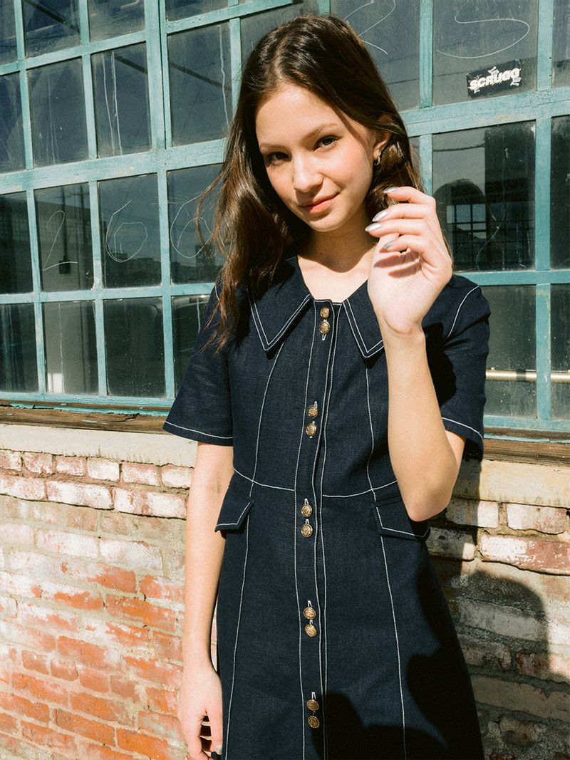 Two Button Collar Stitch Dress