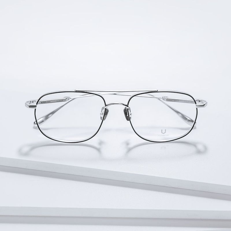 Knouun Square titanium glasses CODE. 102. G Silver