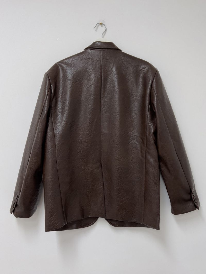 [unisex] Crack Single Leather Over Fit Jacket
