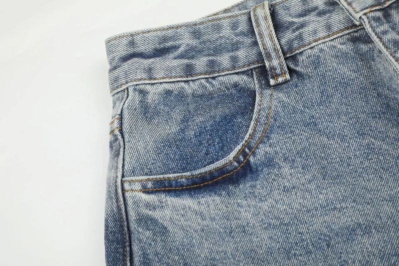Star Stud Distressed Wide Denim Pants