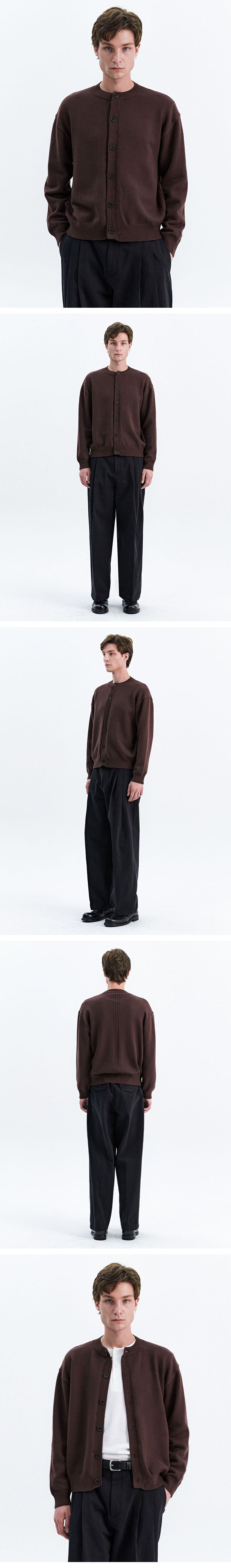 CENTRE LINE ROUND CARDIGAN_BROWN