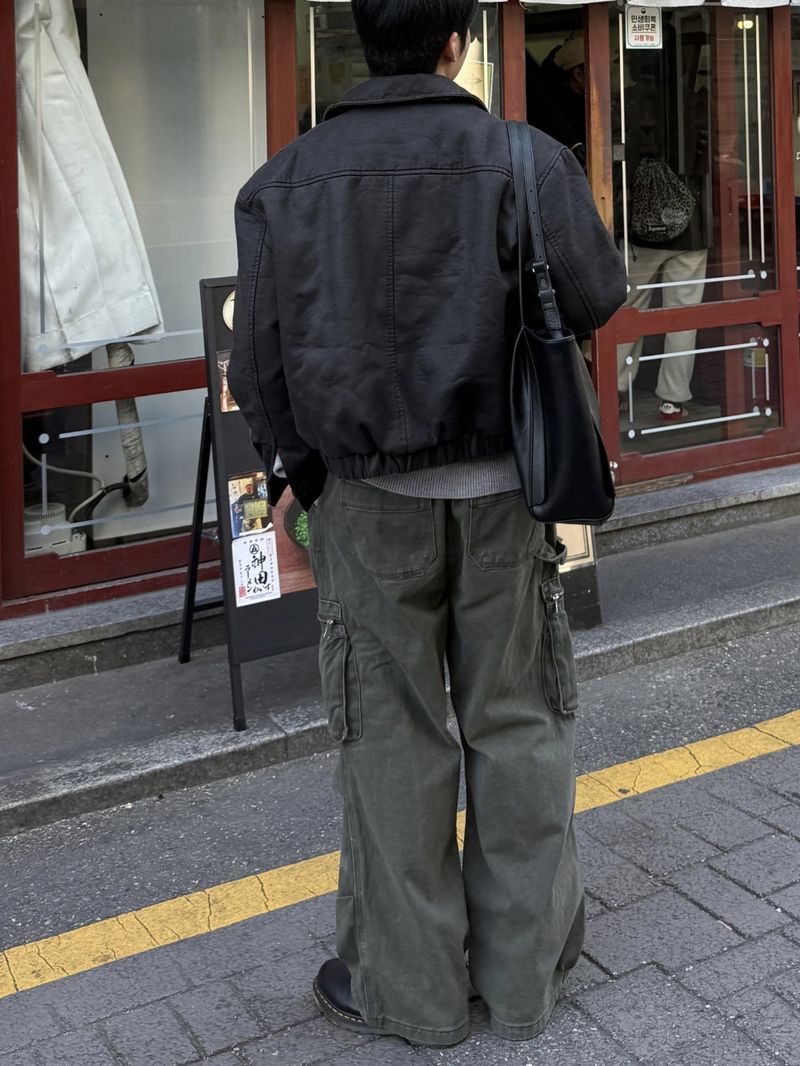 Vintage leather blouson padded jacket