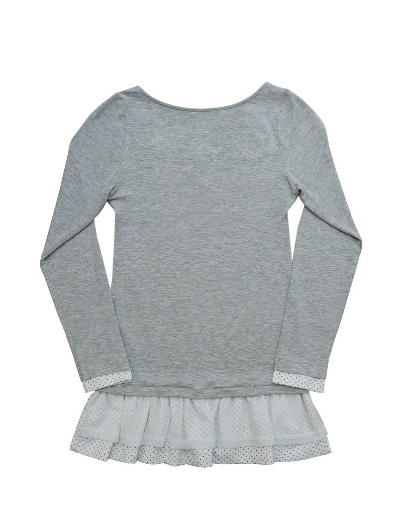 dot frill layered top / gray