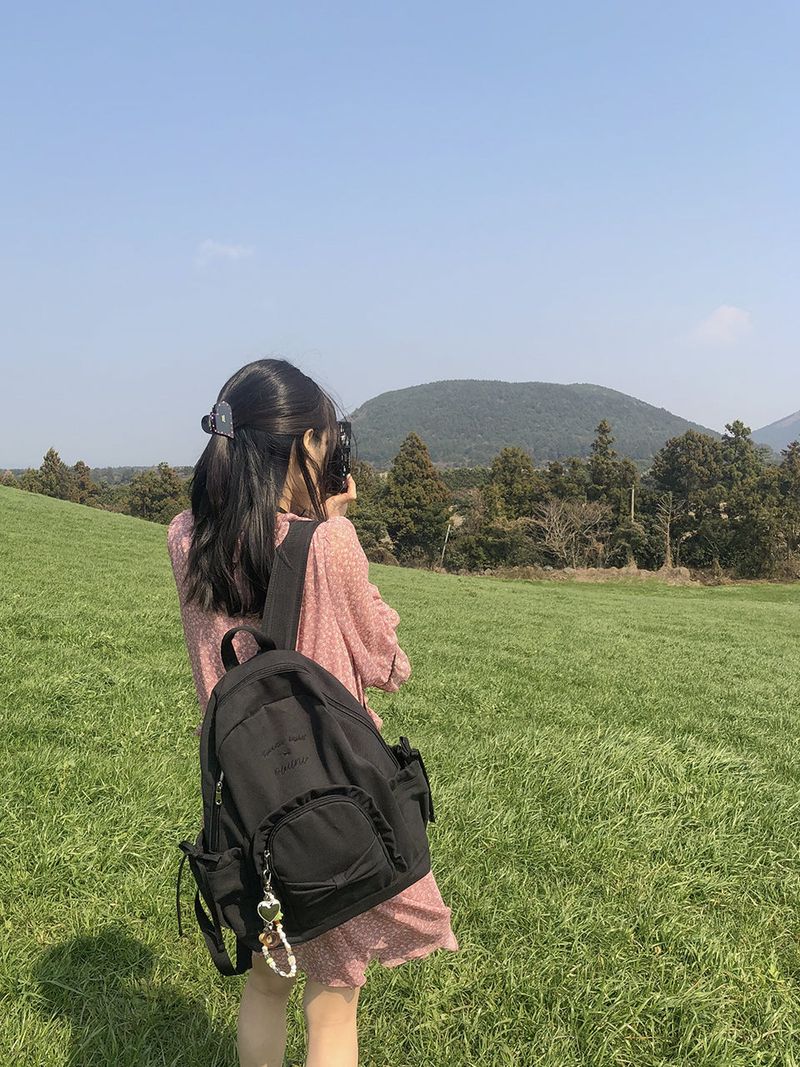 Ruffle ribbon backpack_vintage black