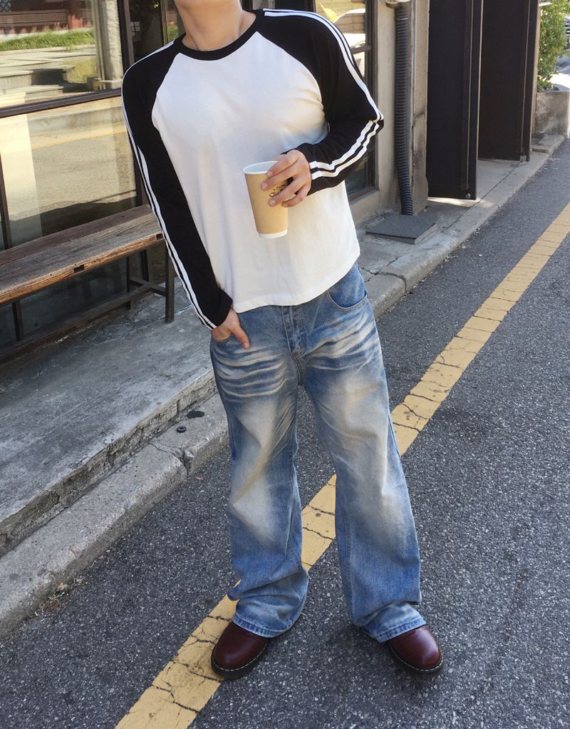 No.1883 track raglan sleeve T (3color)