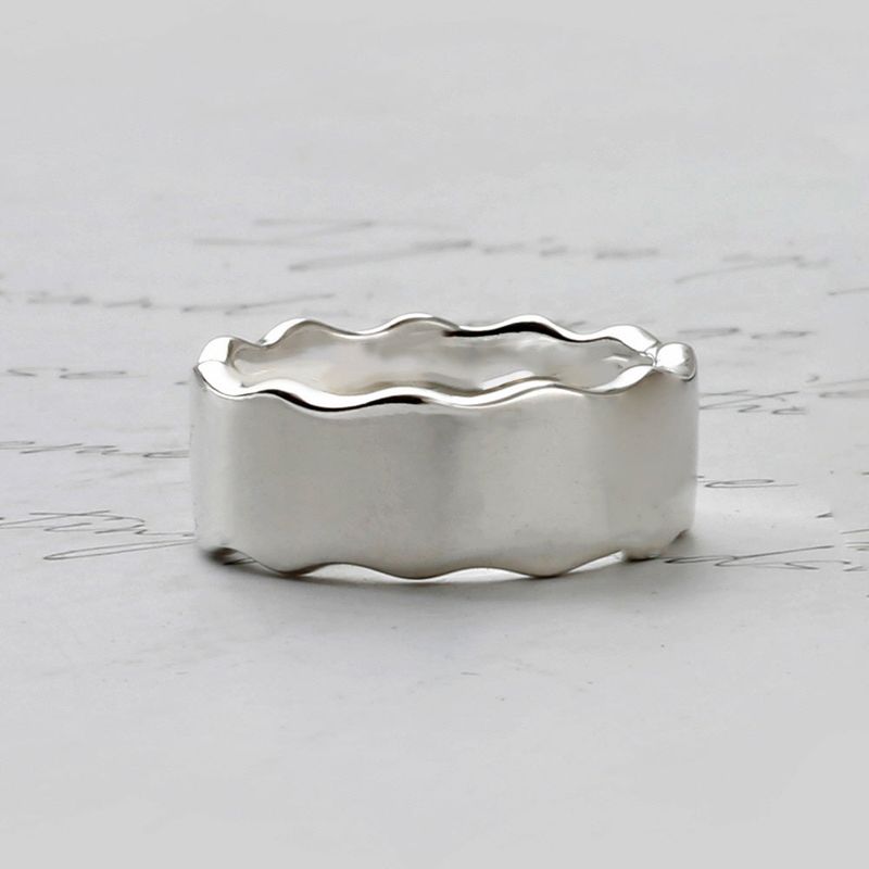 SVR-624 Silver 92.5 Wide Round Wave Flat Silver Ring