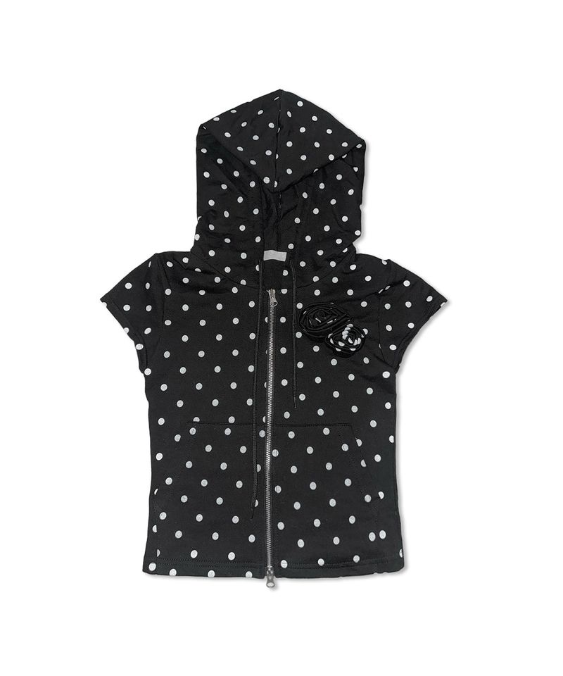 dot corsage hood zip-up (2colors)