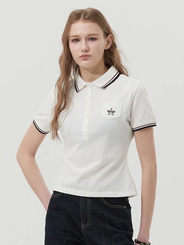 KIRSH（キルシー）の「BUTTON POINT SLIM FIT COLLAR T-SHIRT - IVORY   （Tops）」