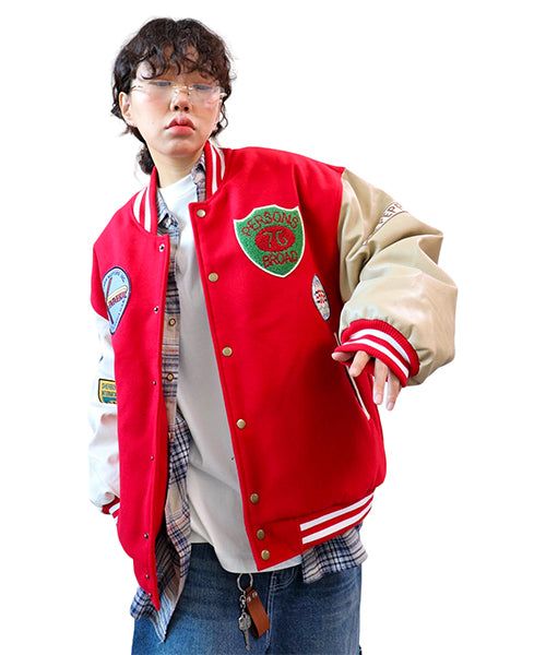 Oversized Varsity Jacket with Patches