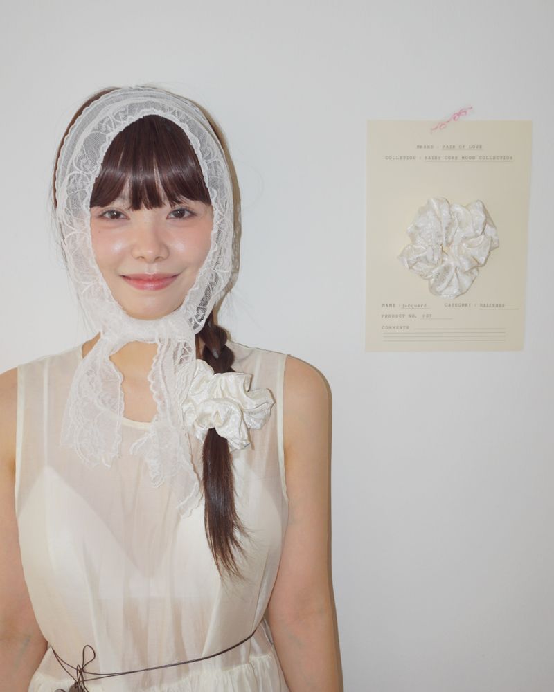 FLOWER JACQUARD PATTERN HAIR SHUSHU SCRUNCHIE(1ps)