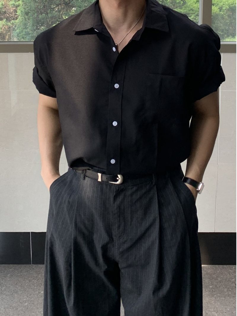 Pressed Linen Crop Short Sleeve Shirt