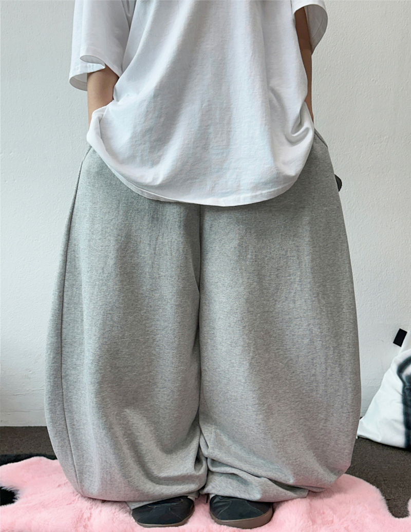 10000 SOLD OUT 🤍 KOREAN / S-XL 🤍 BASIC BALLOON JOGGER WIDE LONG PANTS 🤍🩶 - 2 COLORS