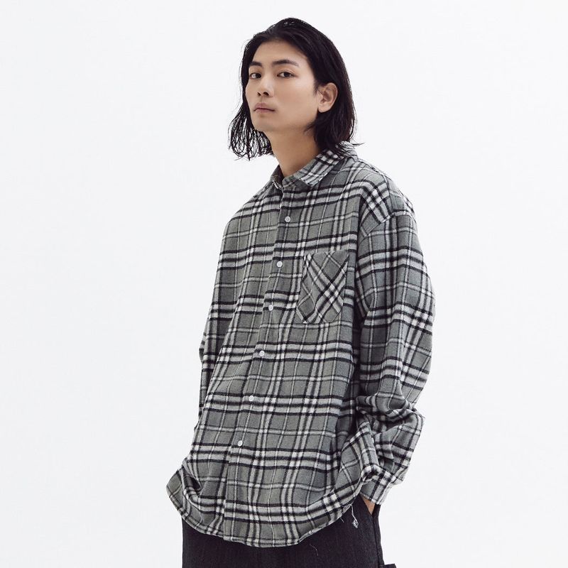 AKECII(アケシ)の「ルーズウールチェックスカート(Gray)(スカート)」