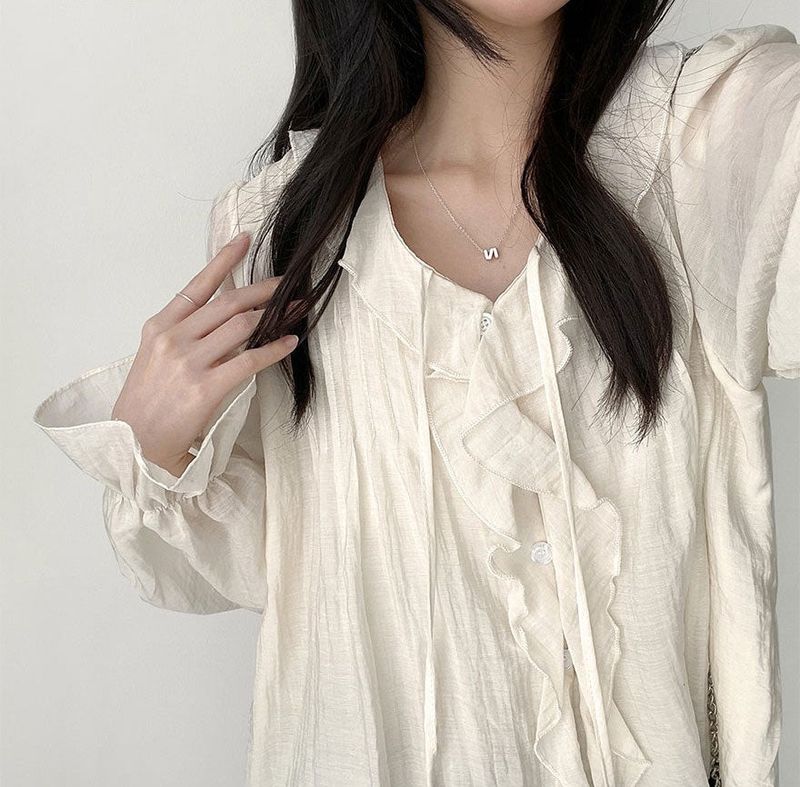 Poen puff string frilled blouse