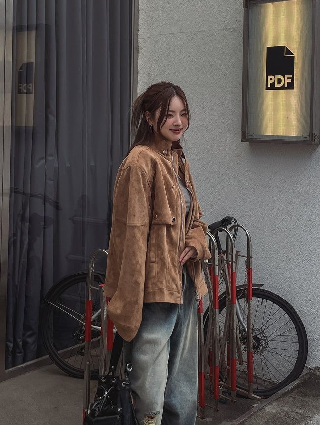Ati two way stitch suede jacket