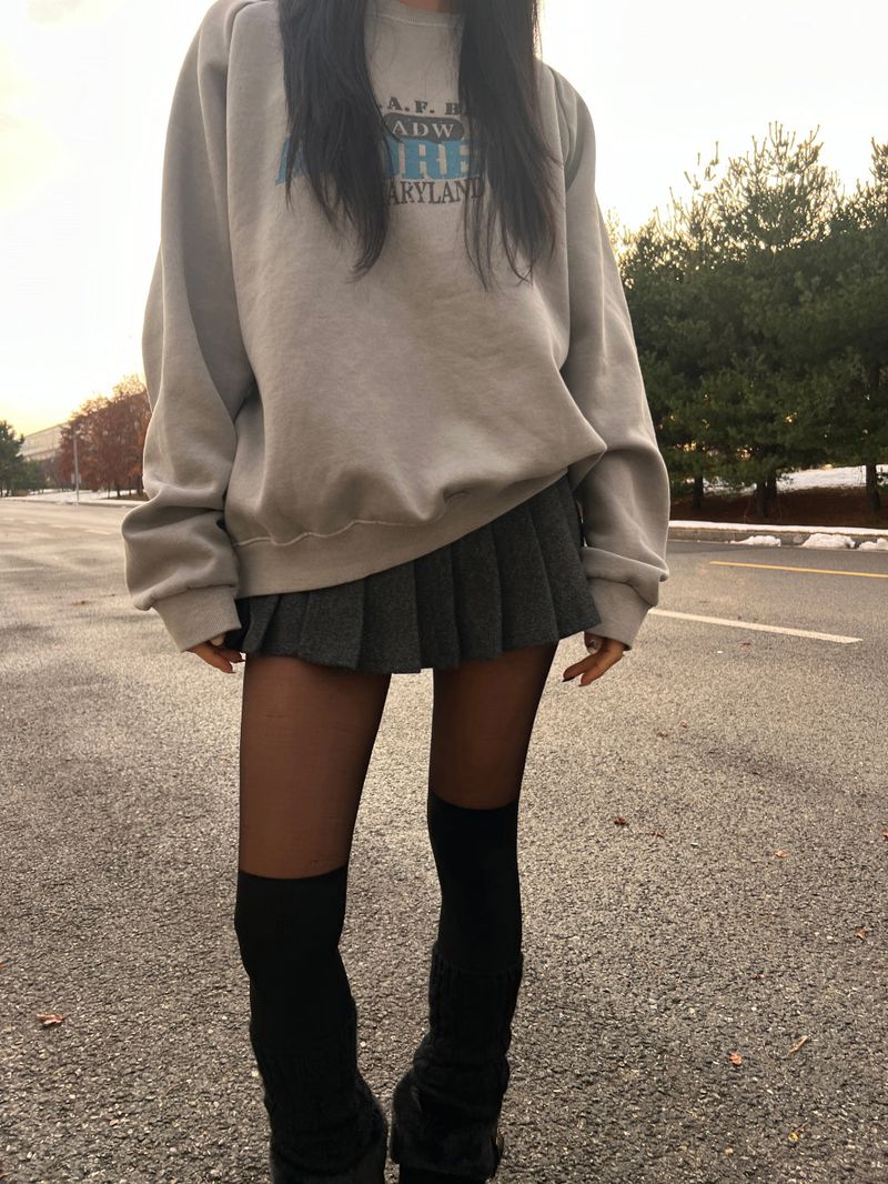 Winter wool short slit pleated mini skirt (2 colors)
