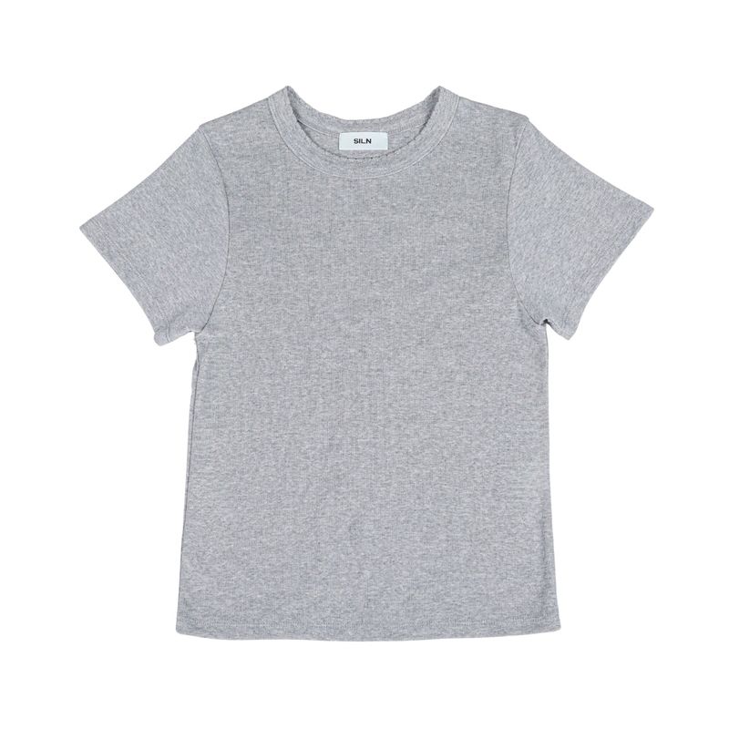 90's scallop stitch neck t-shirt (GREY)