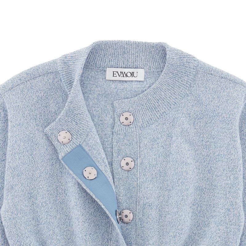 WOOL FITTED CROP CARDIGAN - LIGHT BLUE
