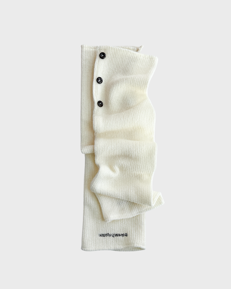 [Leg] Fuzzy button Warmer (Ivory)