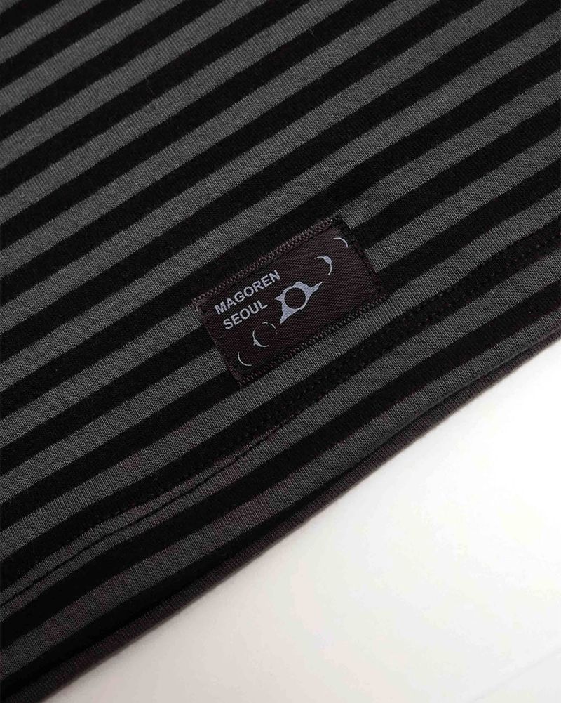 Polo long sleeve Stripe Black