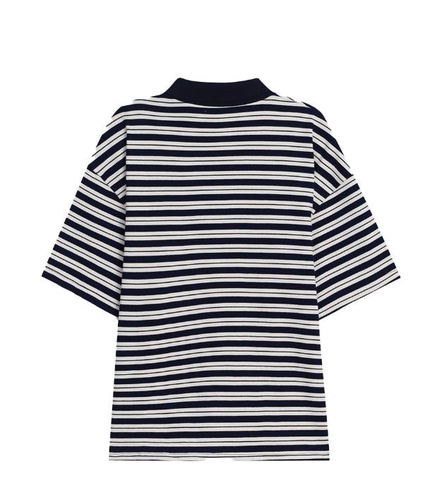 Terran Stripe Crop Collar Tee