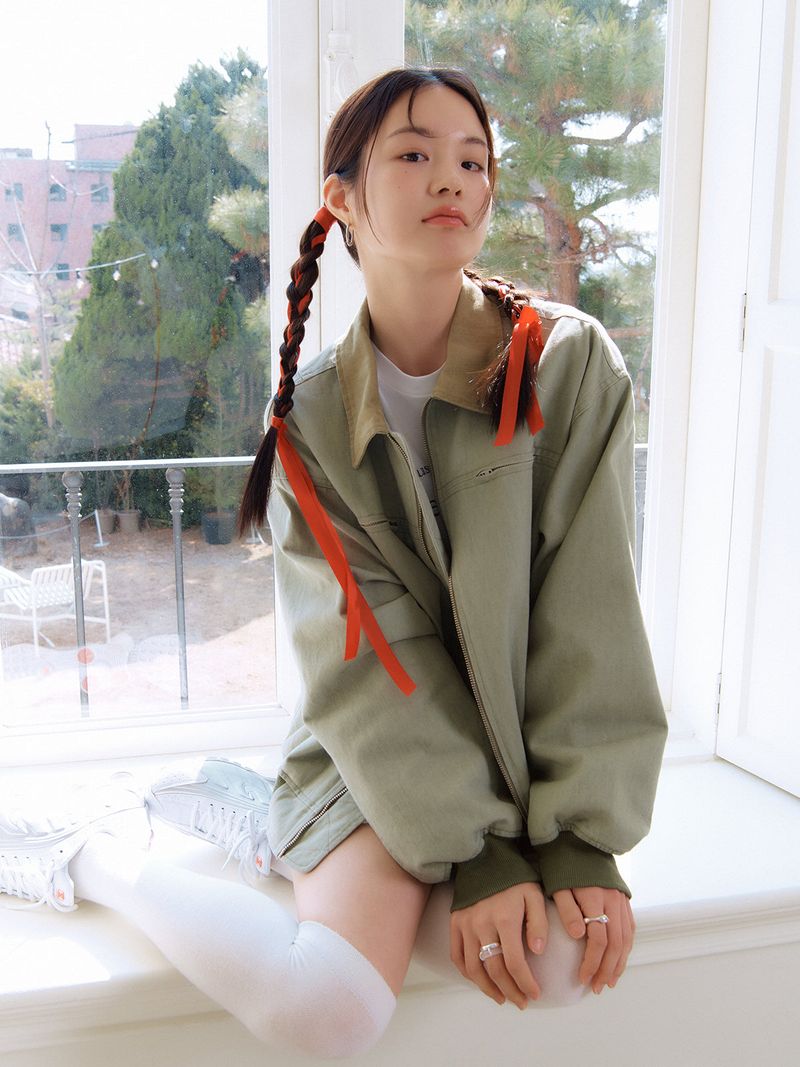 WASHED STITCH BLOUSON_Light Green